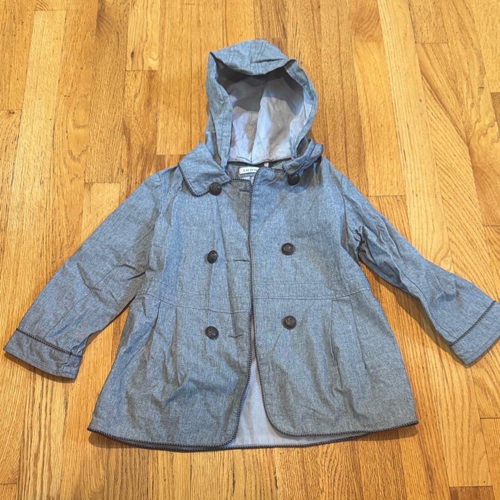 IKKS Gray Kids Raincoat With Detachable Hood Size 4